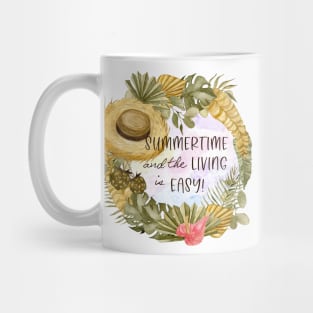 Summertime Living is Easy Tropical Boho Floral Wreath Mug